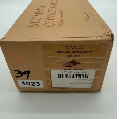 Vivaia Doris Square Toe Slide Sandal Old Money Knit Comfort Brown Cream Brown 8