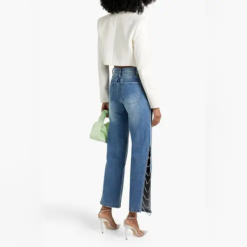 Alice + Olivia  Gayle Crystal-Embellished Low-Rise Straight-Leg Jeans