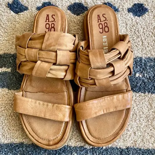 A.S.98 Purt sling back in tan leather size 40 us 9