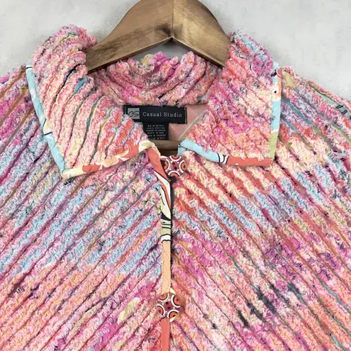 Casual Studio Womens Jacket L Boho Artsy Textured Statement Funky Maximalist Pink Size L