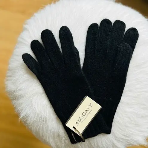 AMICALE Cashmere Touch Screen Tech Knit Gloves, Luxurious, 100%, Black, NWT Black