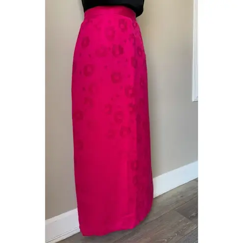 Maggy London Vintage Maggie London Hot Pink Floral Print Midi Skirt