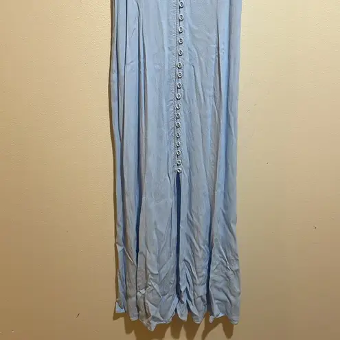 Privacy Please Revolve Lomax Light Blue Button Front Midi Tank Dress Size Small