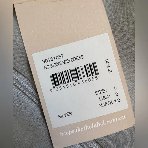 Keepsake The Label No Signs Silver Sequin Midi Dress NWT Size L