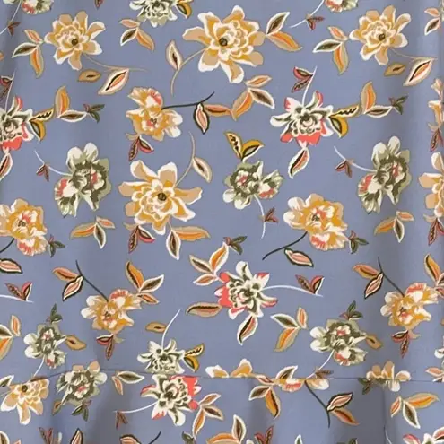 Denim & Co. Small NWOT Printed Blue Foral Sleeveless Tank Top Flutter Bottom