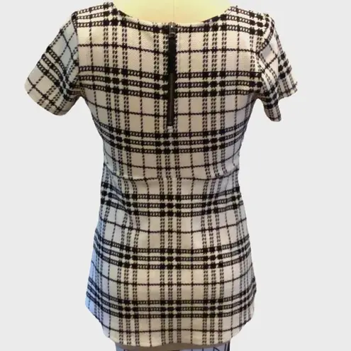 Motherhood Ladies MATERNITY Short Sleeve Black & White Plaid Shirt ~ Size S