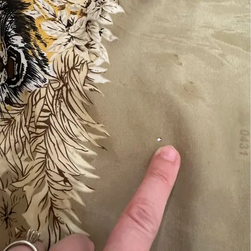 Vintage Lena G.I.H. Tiger Jungle Silk Scarf 34x43” Brown