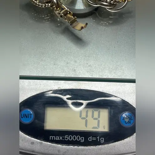 Signed Vintage BERGERE chain Bracelet Gold silver Tone circle link chain