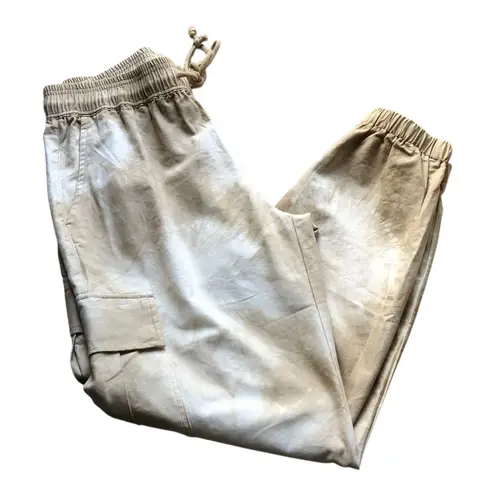 Prómesa Promesa Beige White Tie Dye Cargo Jogger Pants Drawstring Women's Size Small