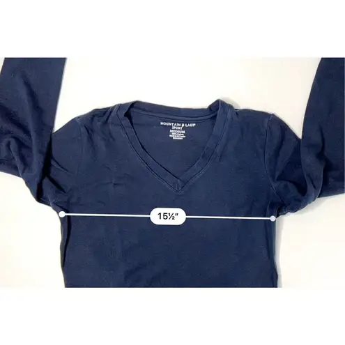 Mountain Lake Sport Blue V-neck Heavyweight T-shirt sz MEDIUM Minimalist