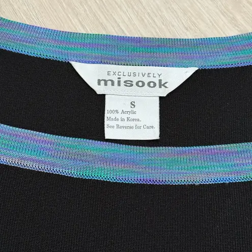 Misook Exclusively Square Neck Blouse | Black/Mermaid Shimmer Trim | Small