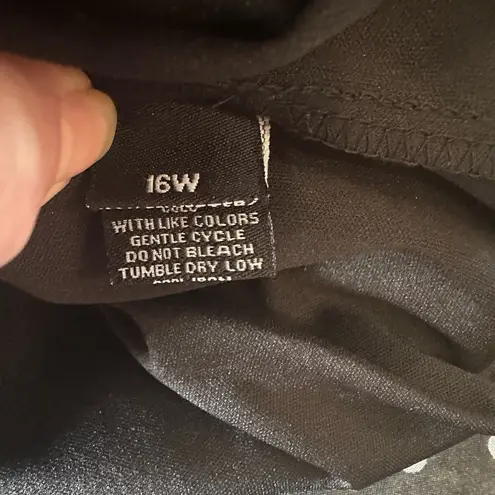 MSK Women 16W Polka Dot Chiffon Knee Length Dress Fit N Flare Black White