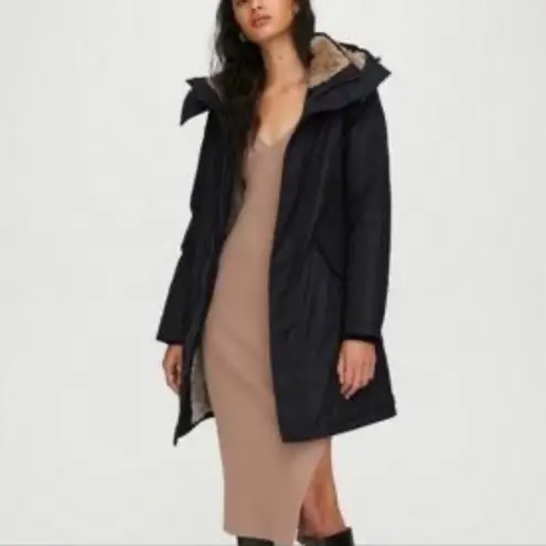 Babaton Aritzia Black Faux Fur Ljned Oskar Parka Small