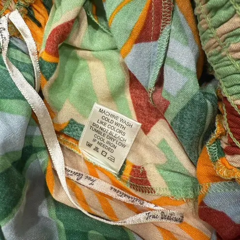 True Destination Tropical Print Women's Wide Leg Pants XL Green