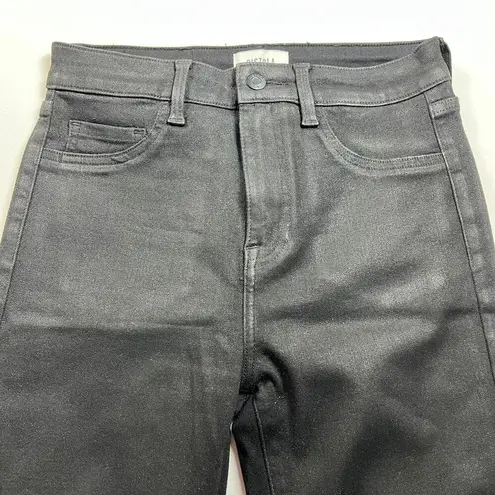Pistola Aline Skinny Ankle Jeans Coated Black Raw Hem New Size 27