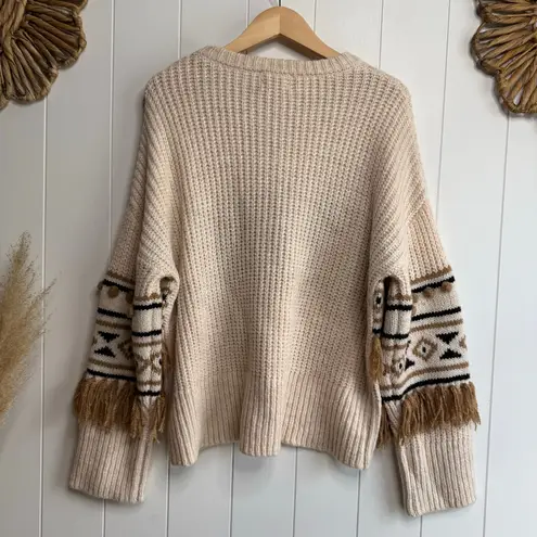 Driftwood sweater chunky knit fringe cozy boho western slouchy hippie Large