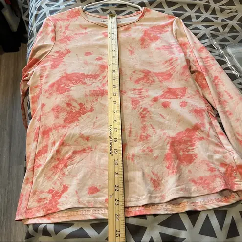 Hang Ten Women's Size L Pink White Tie-Dye Long Sleeve Top UV Protect Zip Pocket