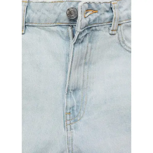 Mango  High-Waisted Mom-Fit Denim Shorts Blue Light Wash Size 4