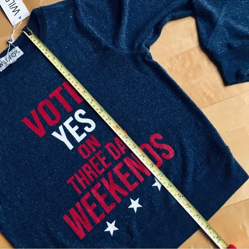 Wildfox  “VOTE YES ON THREE DAY WEEKENDS” Lounge Top, Navy Blue, Red, Size XS