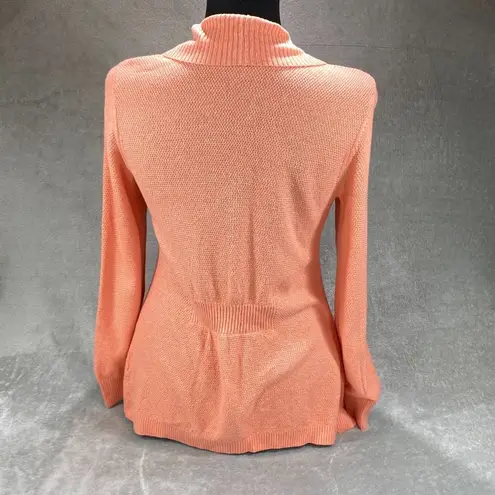 L.L.Bean Sweater Women's S/M Orange Coral Long Sleeve Shawl Collar Open Front