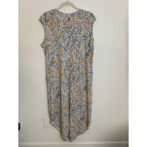 NZT BY NIC+ZOE Palm Scoop Tank Midi Dress Blue Size XL