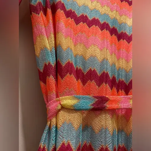 Rubber Ducky NWT Productions Multicolored Rainbow Chevron Striped Wrap Dress - M