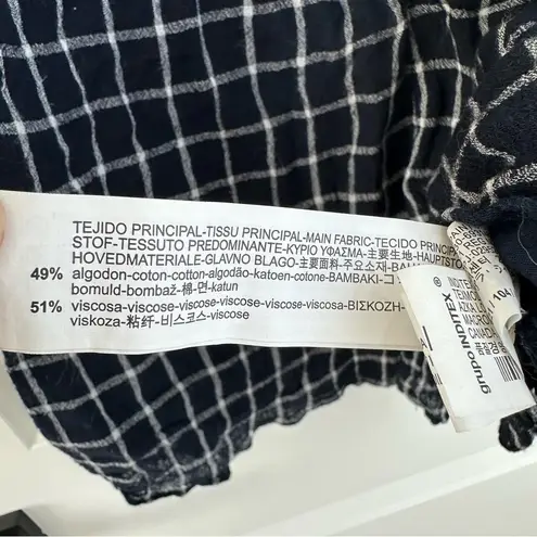 ZARA  Trafaluc Blue White Button Down Plaid Check Shirt Dress Romper Jumpsuit XS