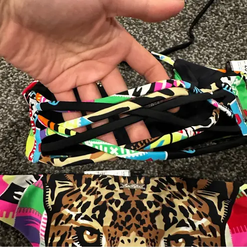 Mara Hoffman REVERSIBLE BASKET WEAVE BIKINI SET JAGUAR PRINT