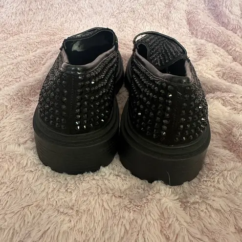 Fashion to figure NEW  Gem Women's Wide Crystal Chunky Black 90s Y2K Loafers 8W