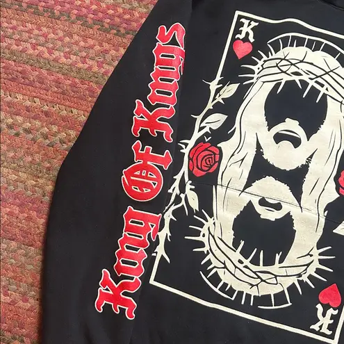 NWT IMPACT CLOTHING JESUS KING OF HEARTS STREETWEAR HOODIE Black Size M