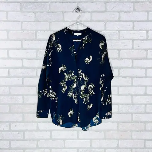 Vince  Painted Blooms Hi Low Popover Long Sleeve in Blue Size S