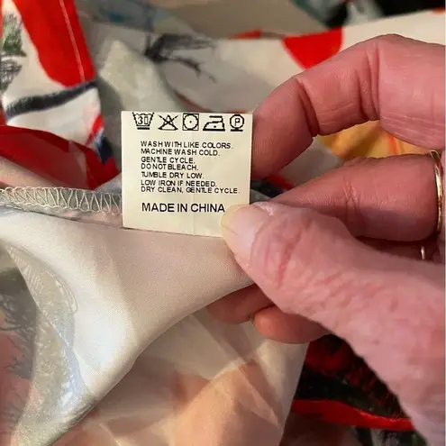 Chic Me tropical print backless strappy maxi dress with full skirt orange XL.