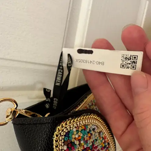 Coco + Carmen Women's Artisan Beaded Crossbody Bag w/ Black Multi color Design