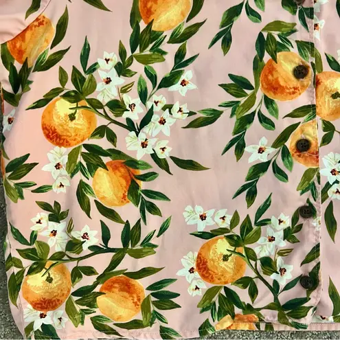 Marine layer EUC Pink Citrus Print Short Sleeve Lucy Top, Size Medium