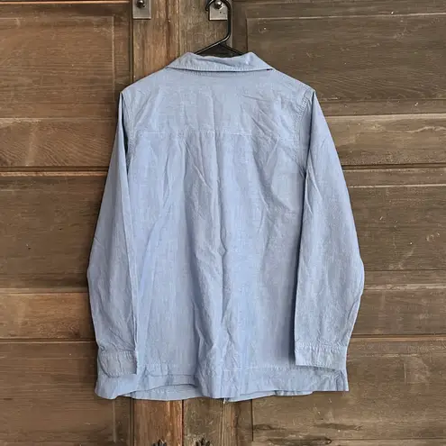 Susan Graver  Pure Tunic Shirt‎ 100% Cotton Blue Button Up lightweight