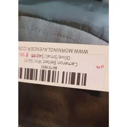 Very J Womens Cameron Belted Mini Skirt Green Olive Paperbag Utility Size Small