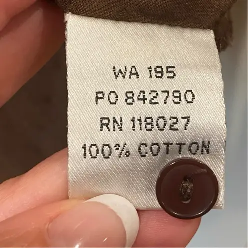 Boden USA Boden Brown Swiss Dot Shirt Ruffle USA 12 Retro Pleat Front Popover Button Down