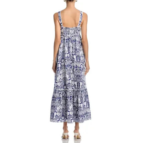 The White Lotus x Aqua Maxi Dress Blue White Print Sleeveless Pockets XS