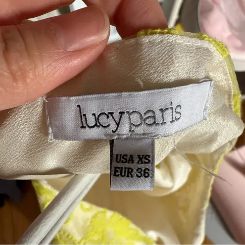 Lucy Paris  Vibrant Yellow Lace Crochet Crop Top Size XSmall euc
