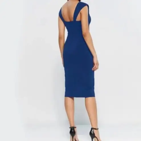 New! Jay Godfrey Cobalt Blue Deep V Plunge Midi Dress Size 6