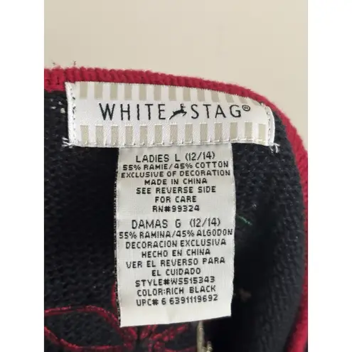 White Stag Vintage Y2K Christmas Sweater Vest Poinsettia Womens Medium Embroidered Beaded