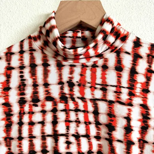 St. John Red Tie Dye Nuda Long Sleeve Mock Neck Top Women’s XS