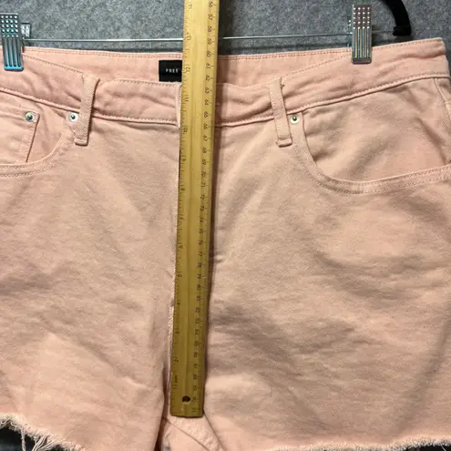 Free Assembly Women's Pink Denim Shorts Size 16 High Rise Raw Hem Casual