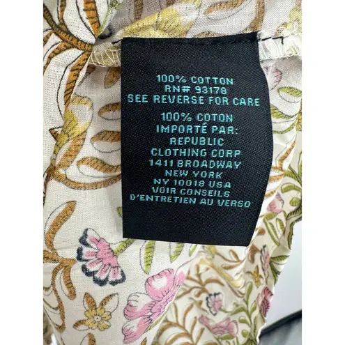 Floral Maxi Skirt Size M Tiered Smocked Waist Boho Resort Summer Feminine Yellow Size M