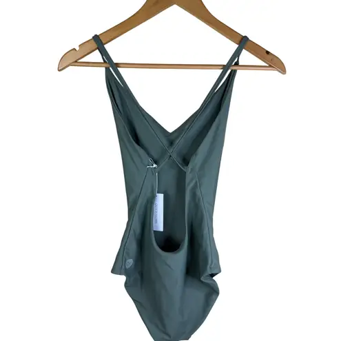 Outerknown Origin One Piece Swimsuit V Neck Strappy Back Sage Green Medium NWT Size undefined