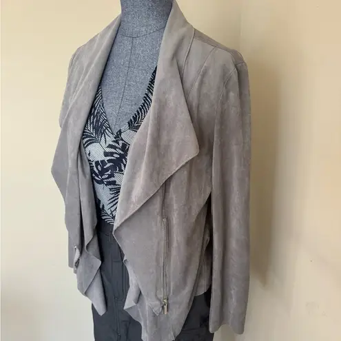 Alfani Faux Suede Waterfall Drape Blazer Like New Gray