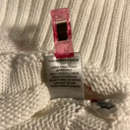 Christopher & Banks White Textured Long Sleeve Sweater w/Spring Color detail SzX