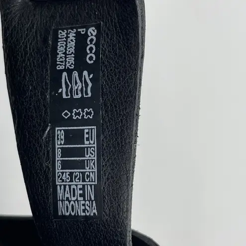 Ecco Womens 8 Sandals Black Leather Strappy Comfort Flats Shoes Back Strap