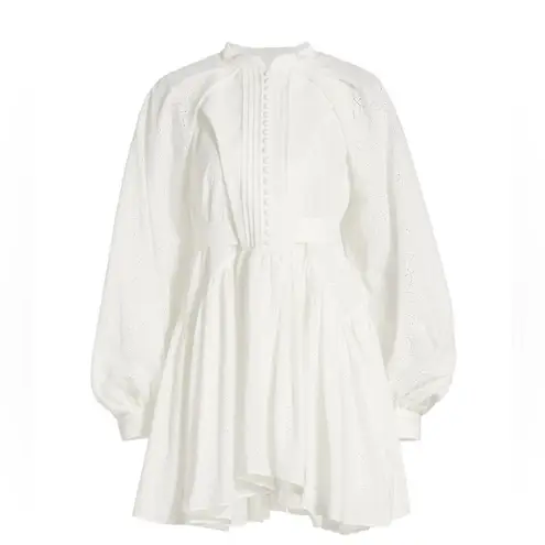 NWT ACLER Gibson Pleated Cotton Minidress White 6