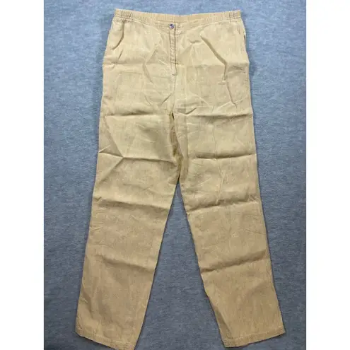 J Jill Womens Blazer Pants Set Size M 12 Beige Yellow 100% Linen Lagenlook